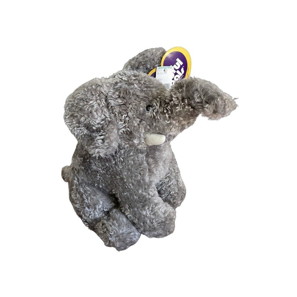 Mervyns Playful Pals Elephant Plush Stuffed Animal 13” Original Tag Gray Vintage
